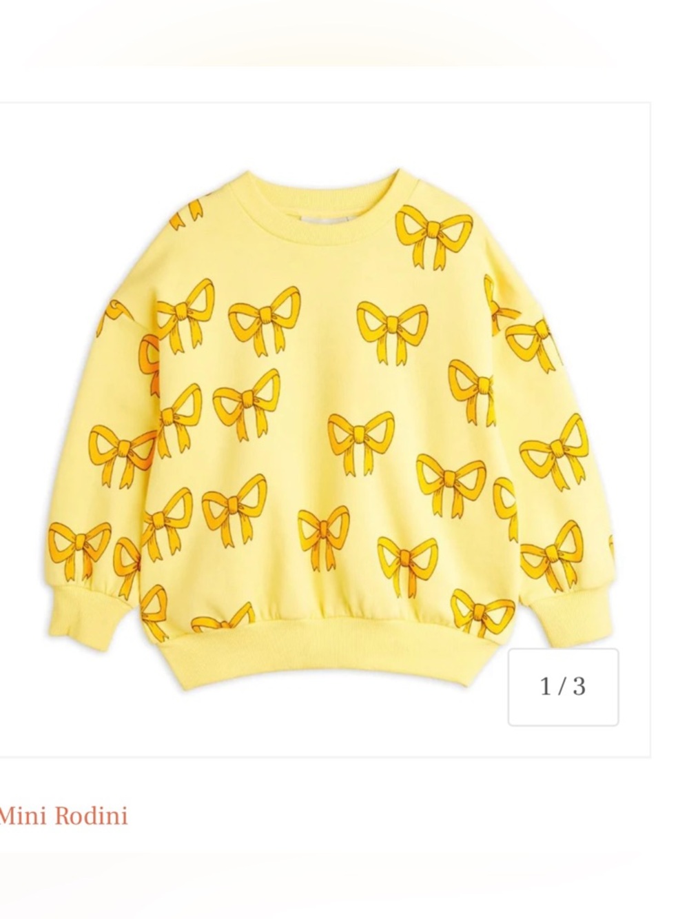 Mini Rodini 3-5 year Yellow Bow-Print Kids Sweatshirt